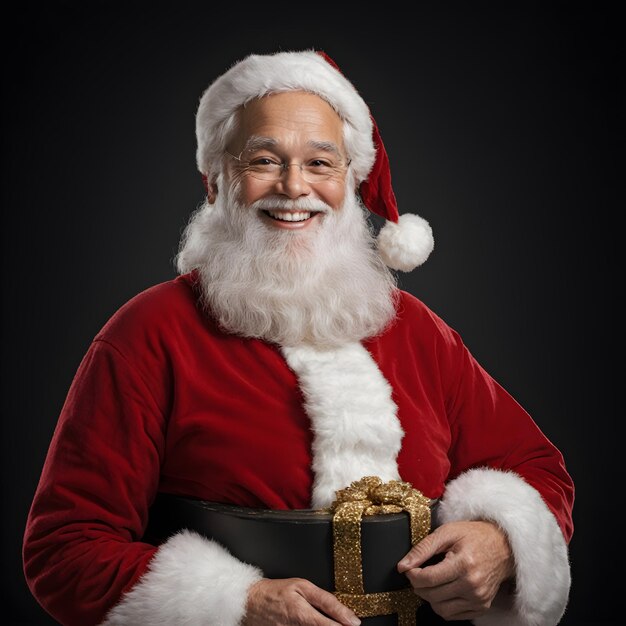 Festive Joy Santa Christmas Portrait with Black Background