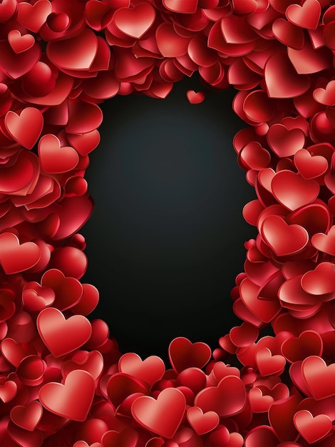 Festive LoveThemed Design 3D Red Heart Petals Framing Black Center