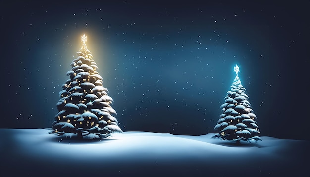 Festive Magic An Artistic Winter Christmas Background with Snowy Decorated Christmas Trees