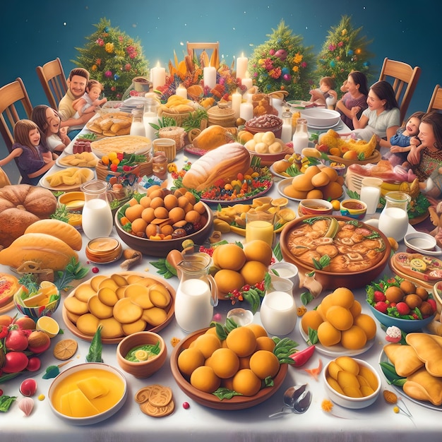 Festive Meals and Typical Foods 2 Representation of Colombian festive meals such as aposnatillaapos