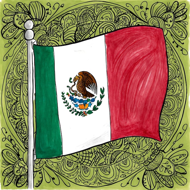 Photo festive mexican flag drawing images perfect for national celebrations