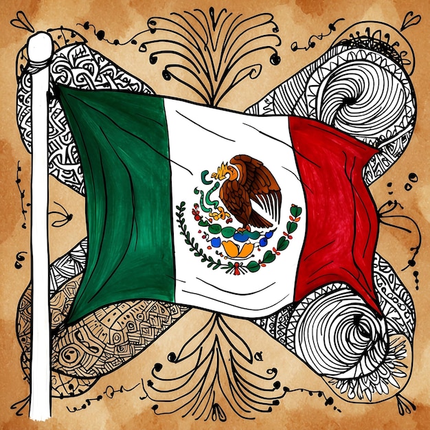 Photo festive mexican flag drawing images perfect for national celebrations