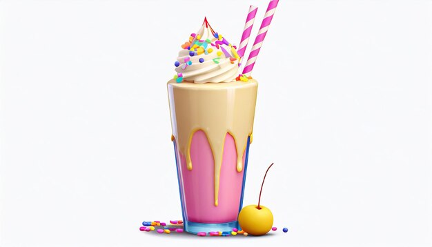 Photo festive milkshake with straw and topping