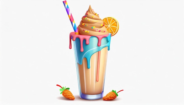 Photo festive milkshake with straw and topping