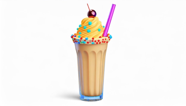 Photo festive milkshake with straw and topping