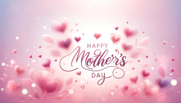 Festive Mothers Day Banner with Hearts and Script