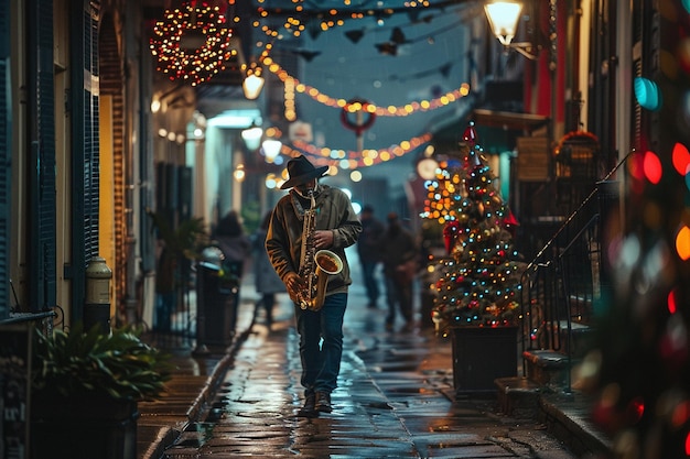 Festive music echoing through the streets ar generative ai