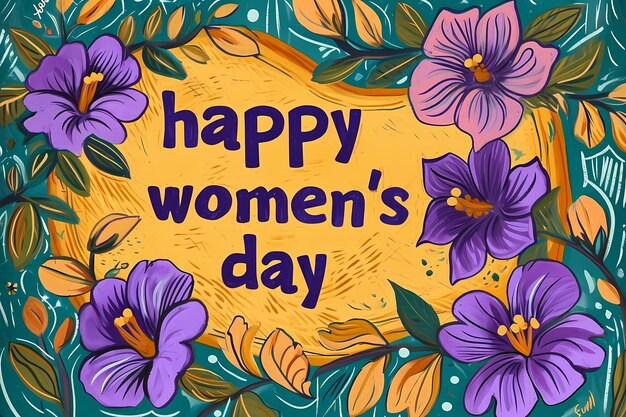 festive picture happy International Womens Day greeting card with flowers