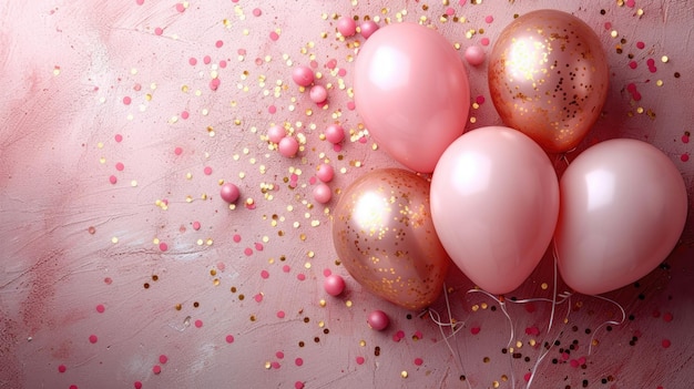 Festive Pink and Gold Balloons for Birthday Celebration