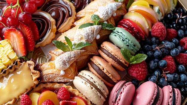 Photo festive platter of assorted pastries and desserts