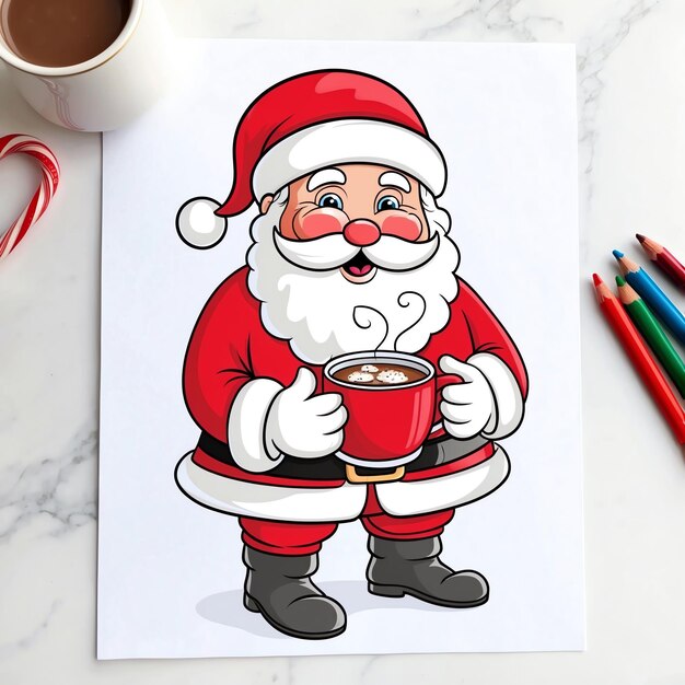 Photo festive santa claus drawing for holiday cheer