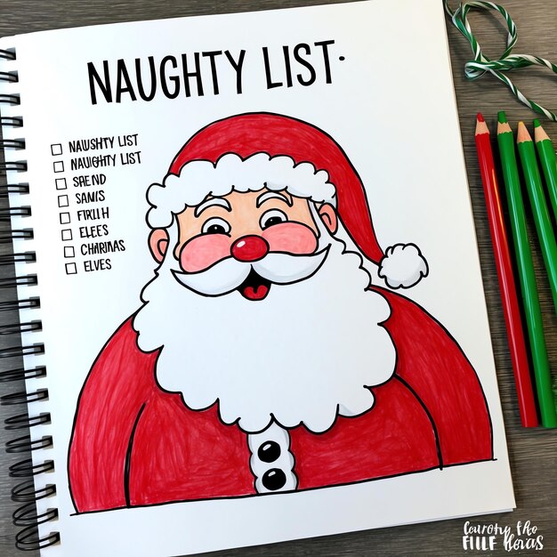 Photo festive santa claus drawing for holiday cheer