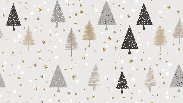 Festive seamless pattern featuring snowcovered treesevoking the charm of a Christmas tree forest