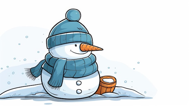 Festive snowman illustration for Christmas banners backgrounds and cards