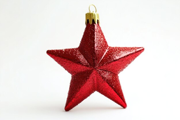 Photo festive starshaped christmas ornament on white