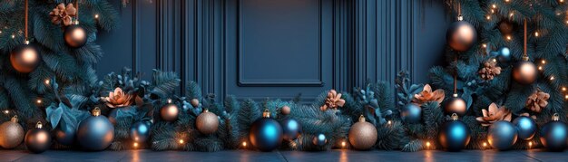 Photo festive storefront decorated with twinkling lights and ornaments for the holiday season create a