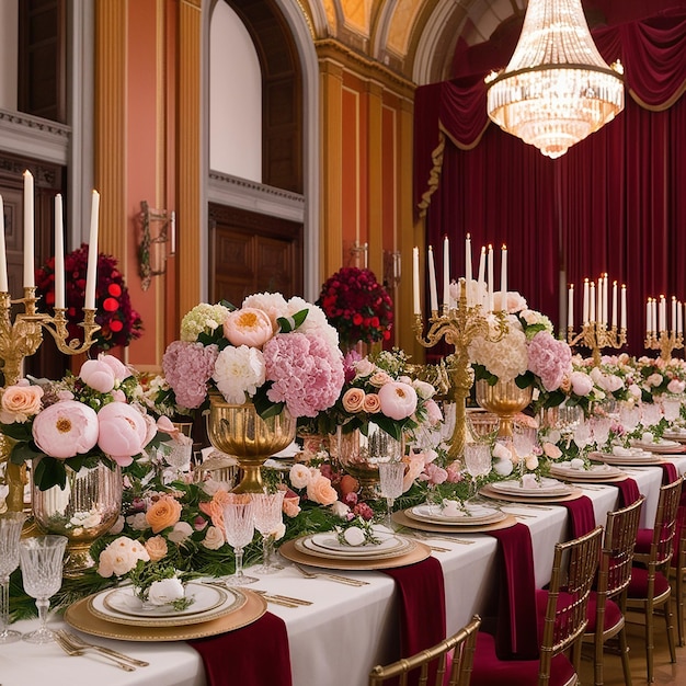 Festive table decoration elements flora luxury hall