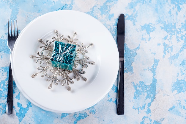 Festive table setting for christmas