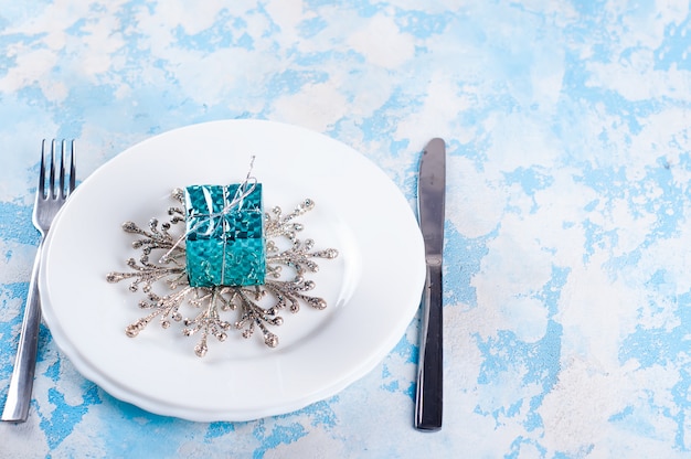 Festive table setting for christmas