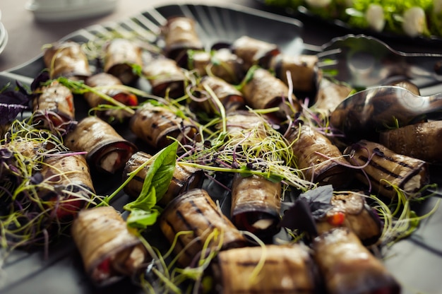 Festive table with European cuisine