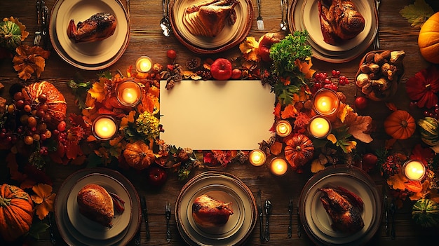 Photo festive thanksgiving table setting