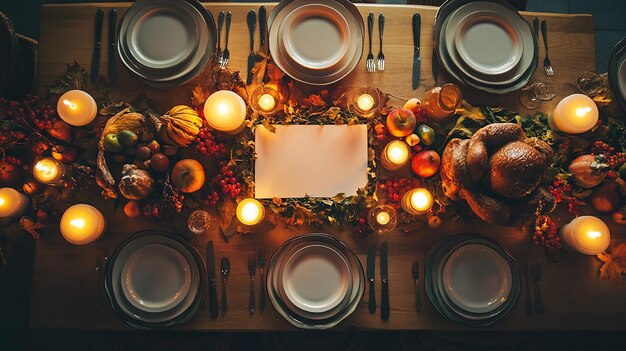 Photo festive thanksgiving table setting