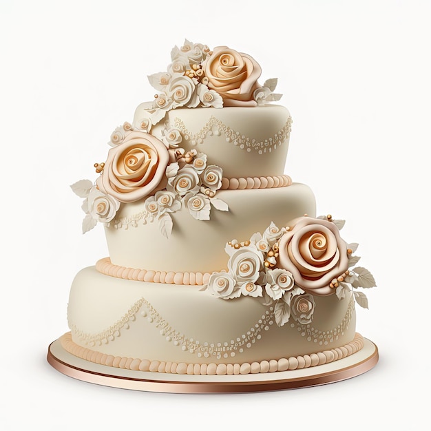 Festive three tier wedding cake Creative dessert concept AI