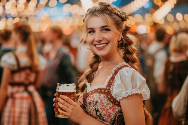 Photo festive tradition oktoberfest highlighting the rich heritage of bavaria through vibrant parades authentic german food joyful clinking of steins marking a time of merriment and cultural pride