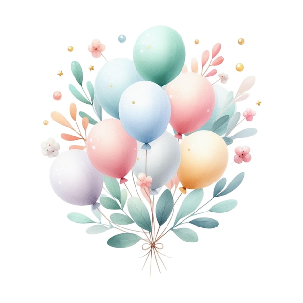 Festive Watercolor Balloon Bouquet