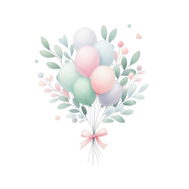 Festive Watercolor Balloon Bouquet