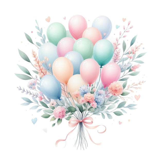 Festive Watercolor Balloon Bouquet