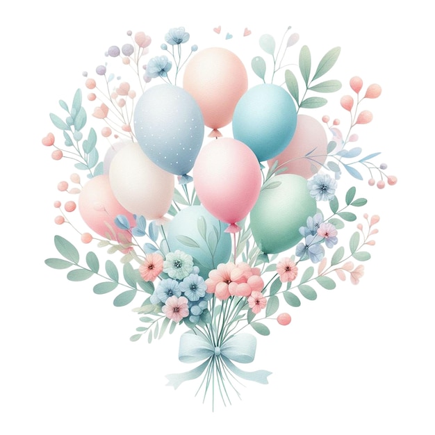 Festive Watercolor Balloon Bouquet