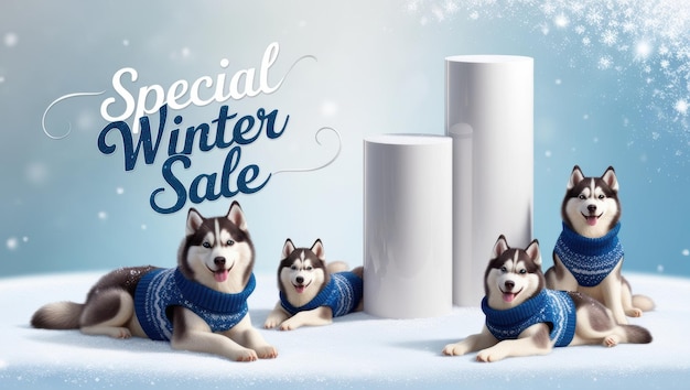 Festive Winter Sale Christmas Animals and Holiday Background Design