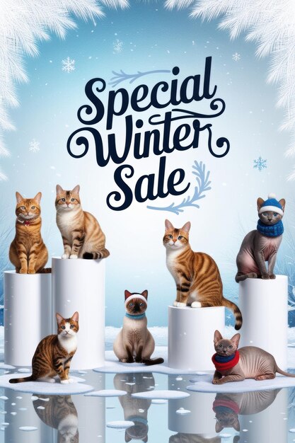 Festive Winter Sale Christmas Animals and Holiday Background Design