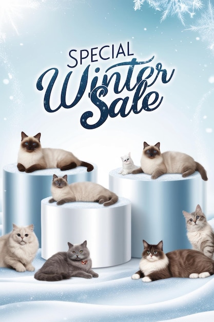 Festive Winter Sale Christmas Animals and Holiday Background Design