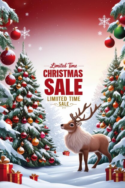 Festive Winter Sale Christmas Animals and Holiday Background Design