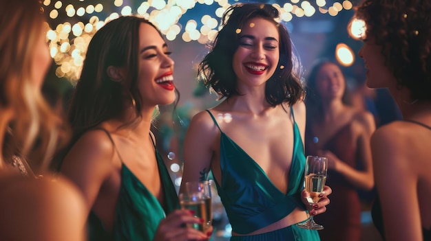 Photo the festive women drinking