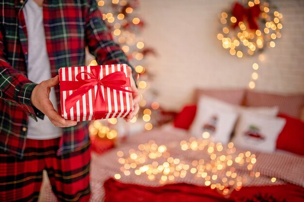 festively wrapped christmas gift box