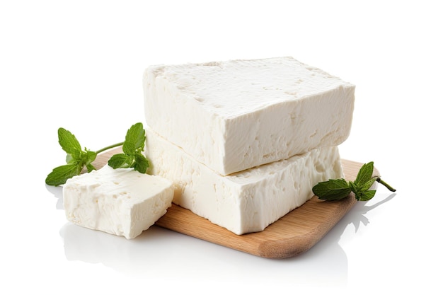 Feta cheese from Greece isolated on white