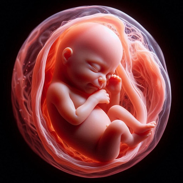 Fetus embryo unborn baby in pregnancy with amniotic sac