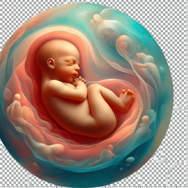 Photo the fetus in the maternal uterus with a transparent background