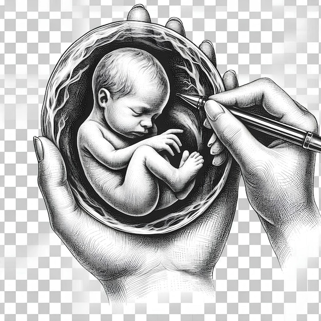 Photo the fetus in the maternal uterus with a transparent background