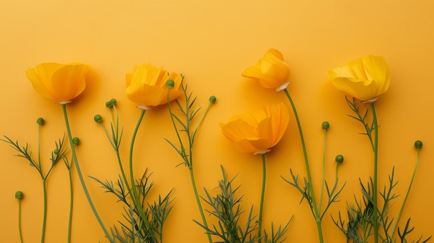 A few California Poppy clean vibrant orange background