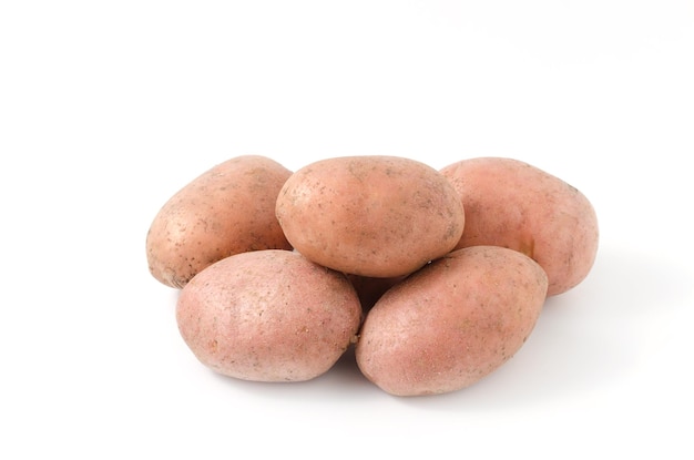 A few pieces of potatoes on white background isolate