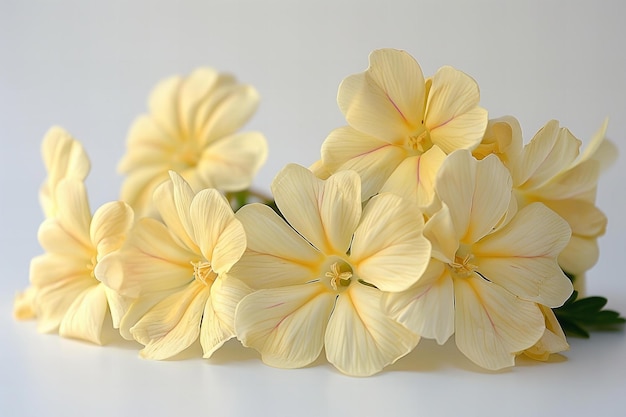 A few yellow primrose flowers on white background photography high quality photo super detail su