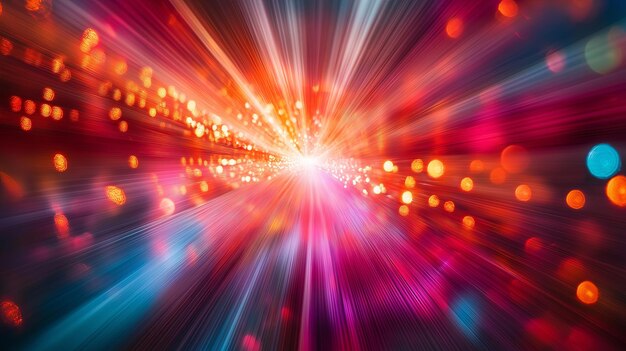 Photo fiber abstract optics background with lots of light rays and bokeh