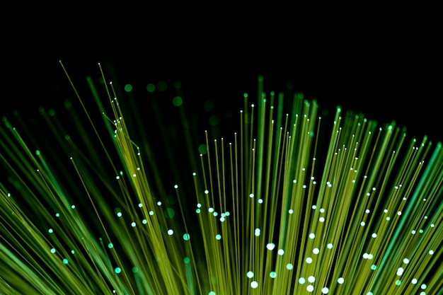 Fiber optics close-up, modern computer communication technology