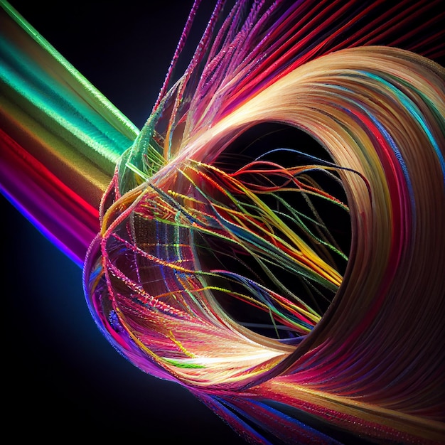 Fiber optics lights abstract background Ai generative image