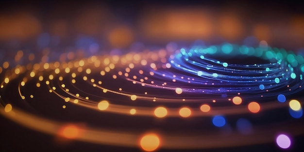 Fiber optics lights abstract background Blue and orange colors