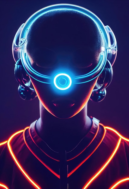 Fictional portrait of a scifi cyberpunk girl Hightech futuristic woman from the future